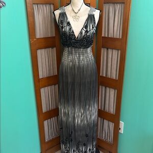 Adorable Black, Gray & white maxi dress